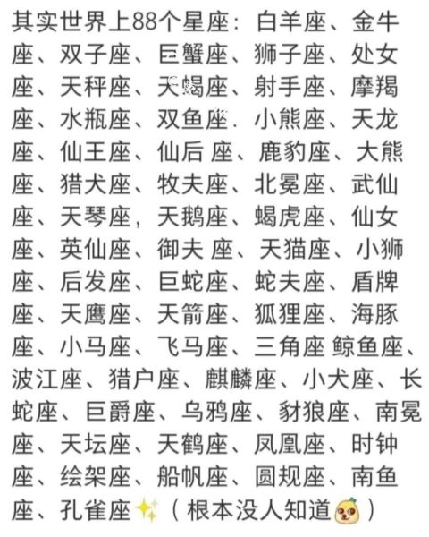 星座大全不是八十八個(難道星座不是只有88個)