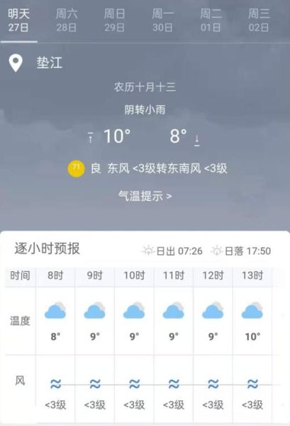 墊江24小時天氣預報(未來幾天會有降溫嗎)