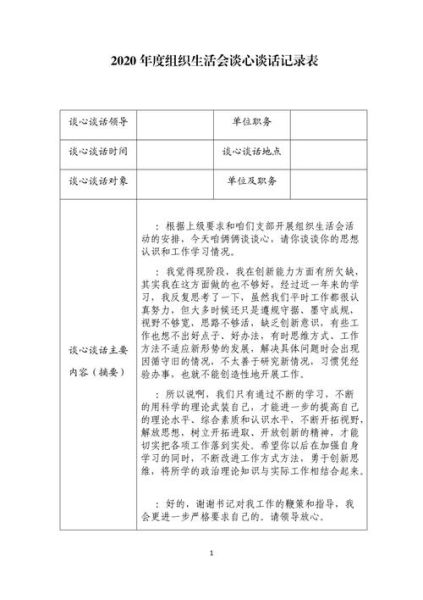 組織生活會談心談話記錄表(組織生活會談心談話內容有哪些)